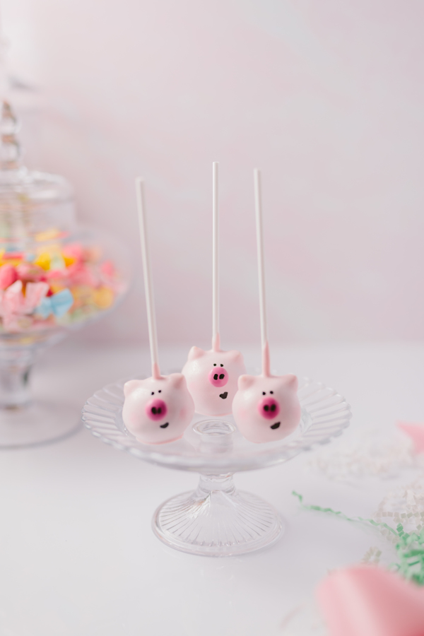 Handcrafted pig cake pops