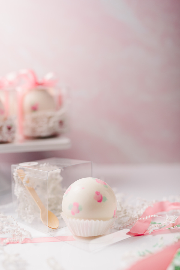 hot-chocolate-bombs Hand painted cocoa bomb with pink flowers